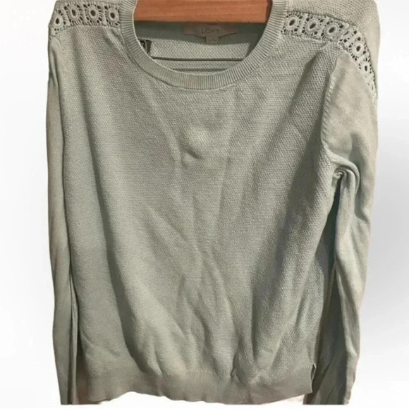 LOFT light blue sweater silk blend and lace detail size Medium - Picture 1 of 5